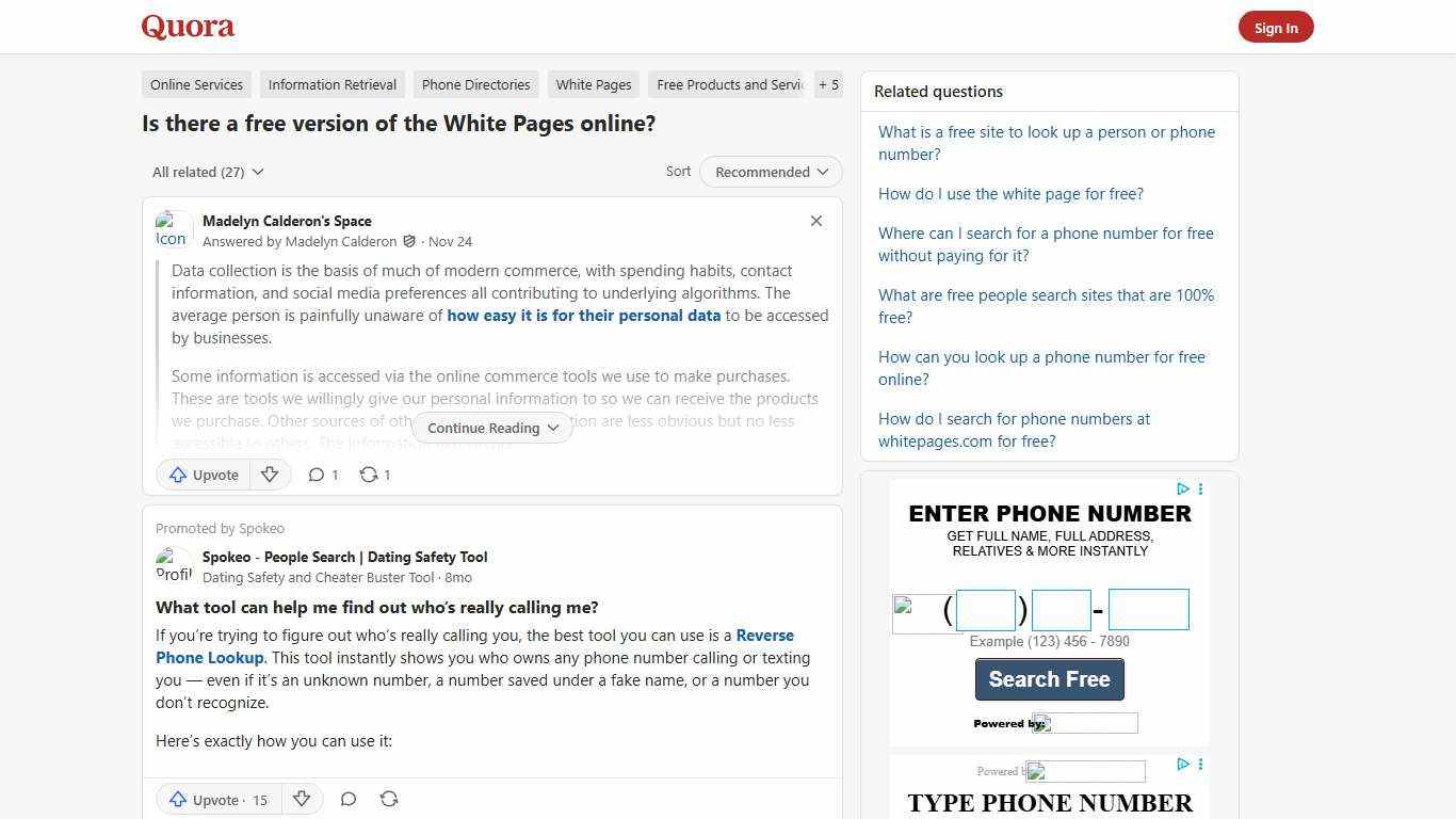 Is there a free version of the White Pages online? - Quora