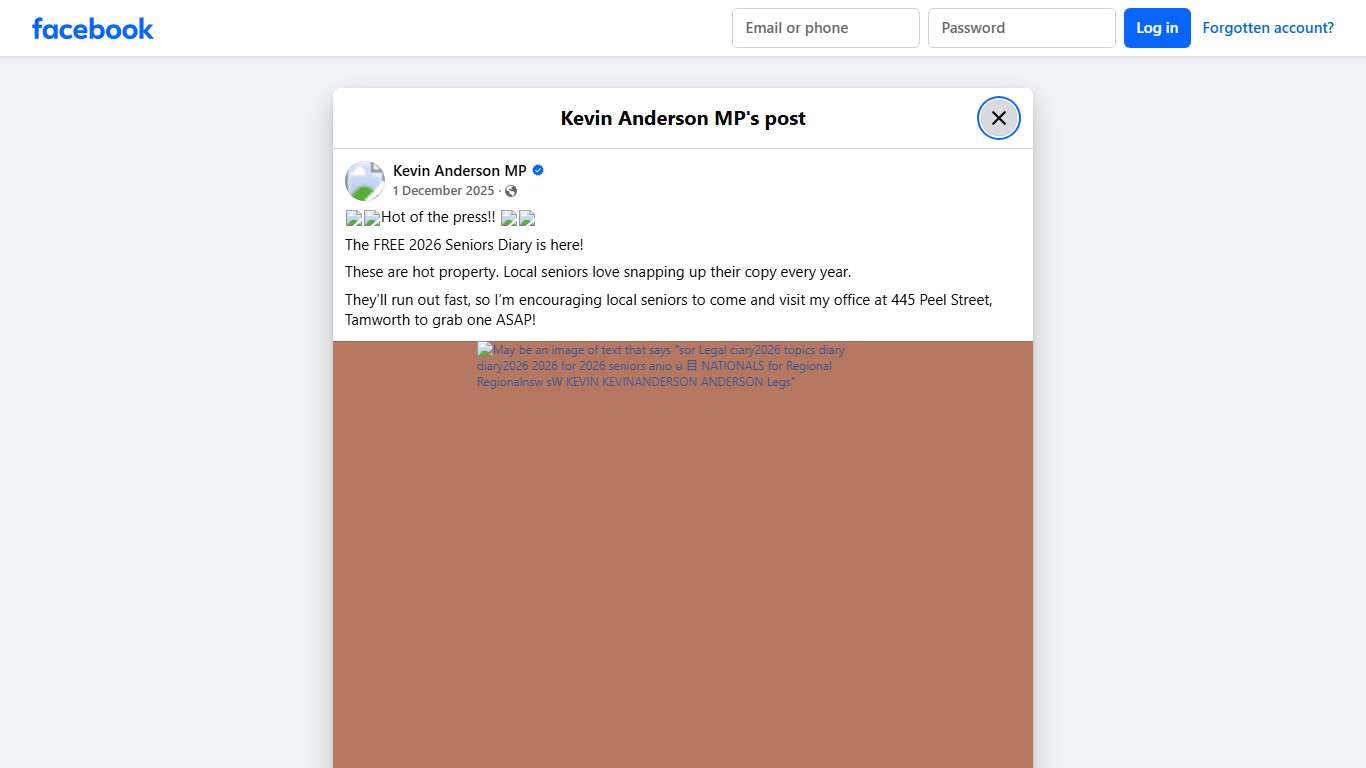 📓👴Hot of the press!! 📓👴 The FREE 2026... - Kevin Anderson MP Facebook